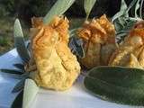 Raviolis wantan frits au porc, sauge et gingembre