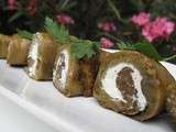 Roulés d'aubergines grillées au fromage frais