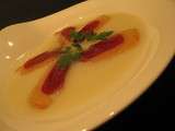 Velouté de chou fleur et filets de magret de canard séché