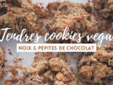 Tendres cookies aux flocons d’avoine, noix et pépites de chocolat (vegan)