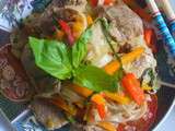  Autour de l'Asie  avec la recette des nouilles sautées au porc et aux légumes
