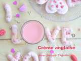 Crème anglaise aux fraises Tagada et ses meringues aux pralines roses pour le défi  Cuisine en Rose 