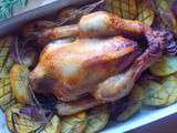 Poulet rôti au miel et romarin et ses pommes de terre