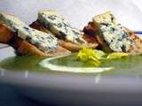 Soupe de cresson avec ses tartines à la Fourme d'Ambert