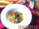 Spaghettis de légumes et son filet d'huile d'olive du Languedoc-Roussillon