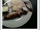 Brochettes de poulet aux olives et citrons confits