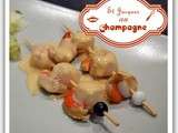 Brochettes de st Jacques au champagne