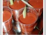 Gaspacho tomates / framboises et poivrons confits