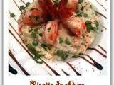 Risotto de chèvre aux petits pois et aux gambas