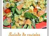 Salade de ravioles croquantes et saumon