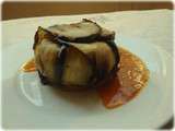Automne ensoleillé 1 : Charlotte d’aubergines à la chantilly de chèvre et Bresaola