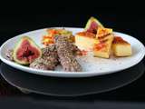 Aiguillettes de canard panées figues-noisettes et sa polenta crémeuse au piment basque