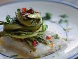 Ceviche de barbue & tagliatelles d'asperges