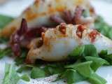 Encornets farcis, chorizo & champignons