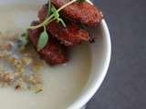Potage de chou-fleur & poireau - chips de chorizo & thym
