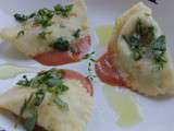 Raviolis à la bette & pak-choï - crème épicée de tomates