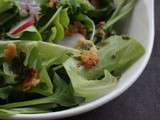 Salade de printemps, chèvre miel, sauce moutarde & herbes