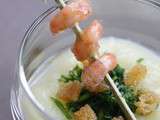 Verrine d'asperges, ciboulette & crevettes au miel