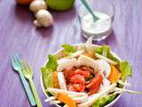 Salade sucrée salée au saumon fumé, champignons, fenouil, orange