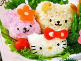 Bento kitty riz, légumes, croquette de pois chiche – vegan