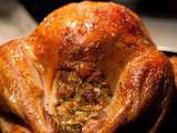 Dinde farcie aux coings,pommes, noisettes, épices, herbes (Thanksgiving, Etats-Unis)
