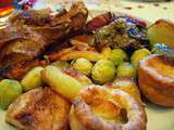Roastbeef, Yorkshire pudding, légumes sautés et jus, Noël (Angleterre, Etats-Unis)