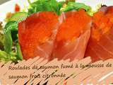 Roulades de saumon fumé à la mousse de saumon frais, citronnée (Danemark)