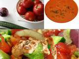Salade composée au poulet grillé, légumes d'été et son gaspacho (sans gluten)