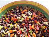 Salade de riz, au poulet, légumes, fromages et oeufs durs (Brésil)