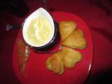 Saint Valentin, dîner : verrine de courgette au chèvre et au curr,, et coeurs feuilletés à la truite fumée et au chèvre frais