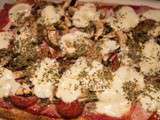 Pizza jambon-champignons-mozza, pâte de chou-fleur