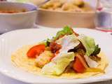 Fajitas poulet pané , poivrons et sauce tomates