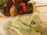 Brochettes de boeuf et leur purée de patates douces