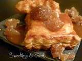 Galettes aux poires caramélisées, caramel au beurre salé et éclats de marrons glacés