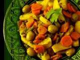 Tajine de pommes de terre, carottes et haricots verts