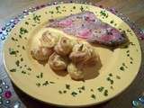 Rosbif au foie gras et aux figues, et ses pommes dauphines maison au crottin de Chavignol