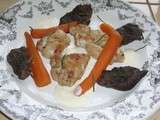 Ris de veau poêlé aux carottes et champignons et sa sauce au riesling