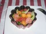 Salade de melon aux pamplemousses et saumon fumé