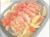 Filet mignon au chorizo, pommes de terre et tomates cerises