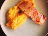 Saumon miel & soja, purée de carottes
