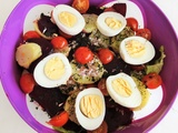 Salade pommes de terre, betteraves rouges, tomates cerises et oeufs ( Cookéo)