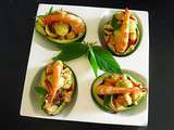 Avocats aux crevettes et sauge-ananas