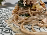 Spaghetti saumon, épinards & sauce crémeuse