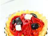 Polenta'tarte aux poivrons, olives et fêta