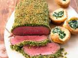 Boeuf en croûte , légumes et crème d ail