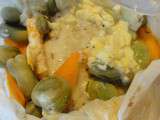 ♡♡ Papillotes d'été : dos de cabillaud, tagliatelle de courgette, feves sauce trop bonne ! ♡♡