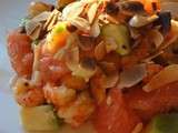 Salade préférée : crevettes, avocats, pamplemousses et amandes effilées