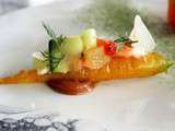 Saumon de Norvège mariné croc’carotte et crème mentholée (Re)Laks