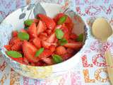 Tartare de fraises et poivron rouge au basilic