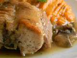 Lapin chasseur, purée de patates douces et potiron